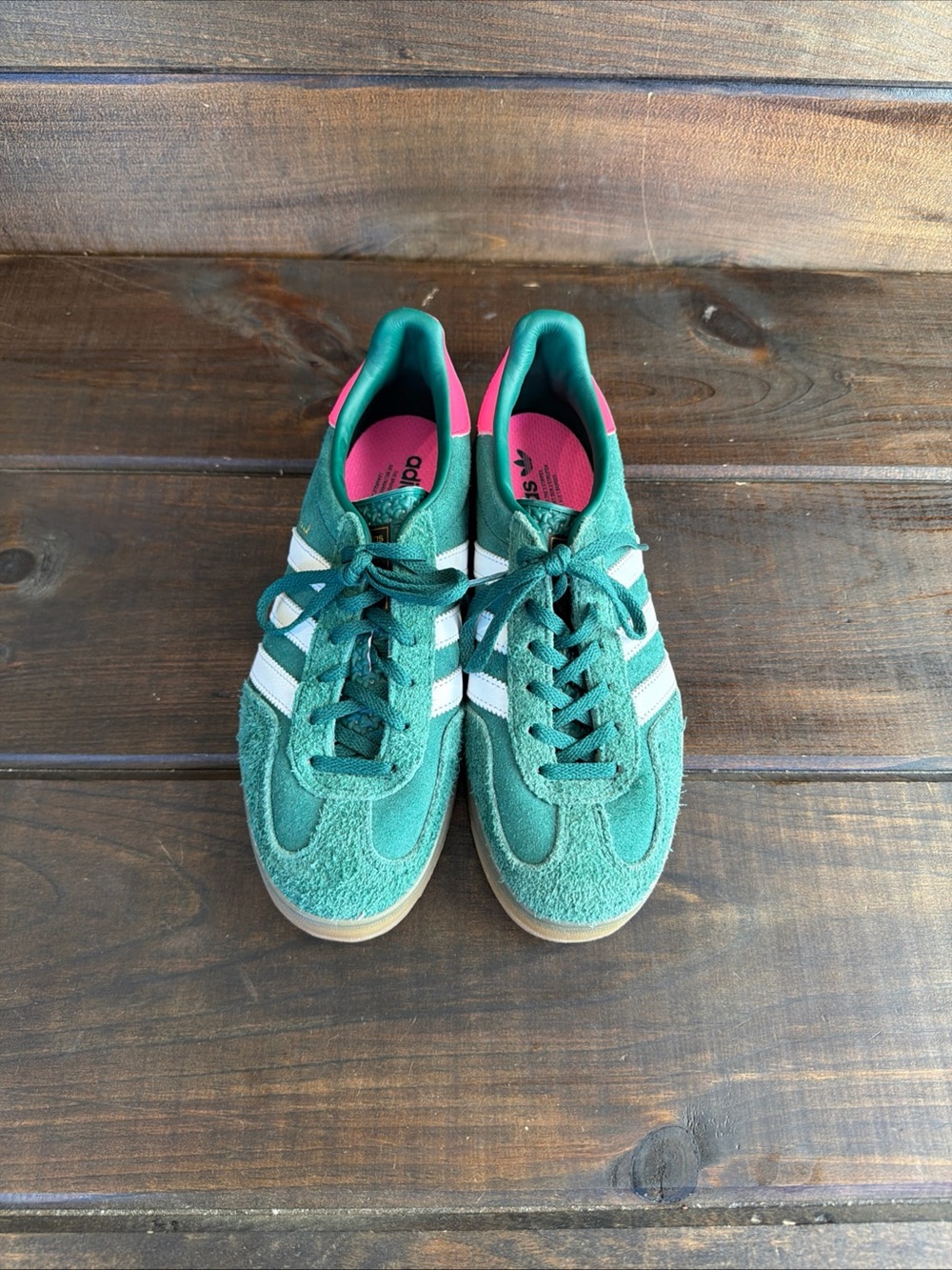 Adidas Gazelle Indoor Collegiate Green Lucid Pink Suede Sneakers Shoes Wmn Sz 9 - Picture 2 of 12